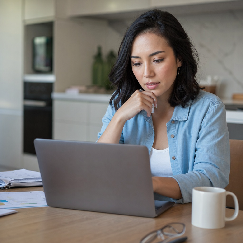 Photorealistic editorial image of a couple and a real estate advisor reviewing lease documents before an apartment search.